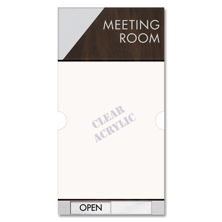 2-Line Meeting Room Sign w/Window & Sliding Panel