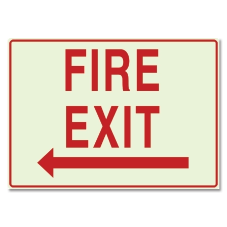 "Fire Exit" Directional Sign w/Left Arrow - LaserGlow