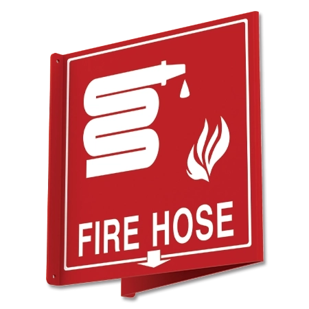 "Fire Hose" Sign w/Symbol and Arrow - Overhead Sign