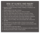 Georgia Water Slide Risk of Illness and Injury Sign