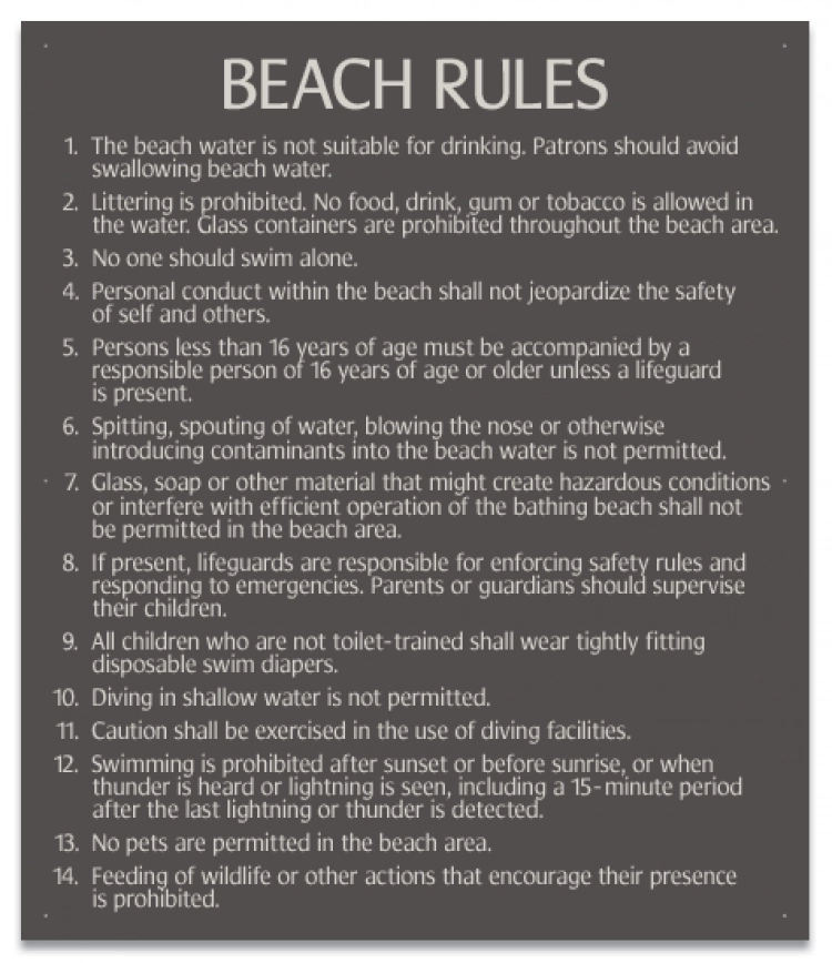 Illinois Beach Rules Sign