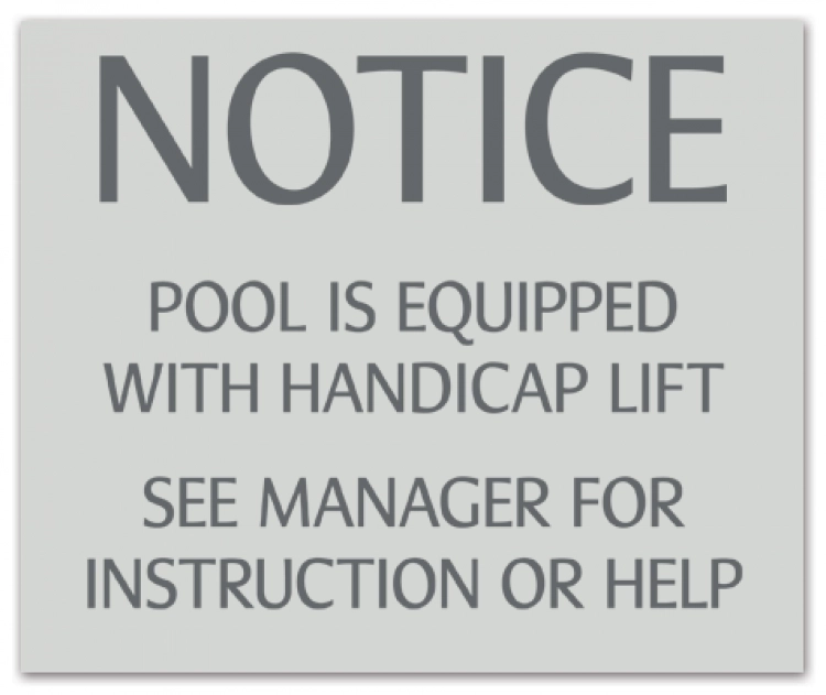Illinois Handicap Lift Pool/Spa Sign