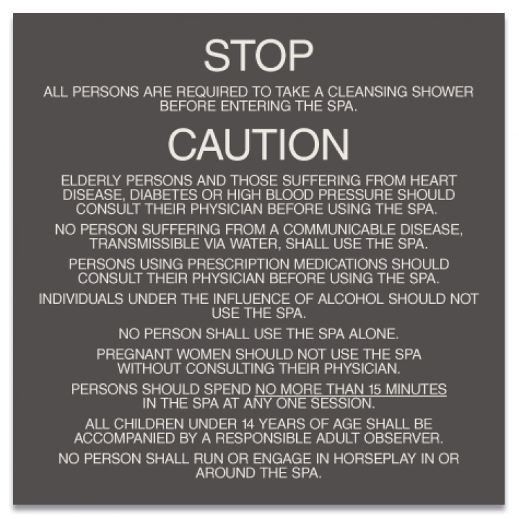 Jefferson County, Alabama Spa Rules Sign