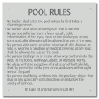 Massachusetts Pool Rules Sign