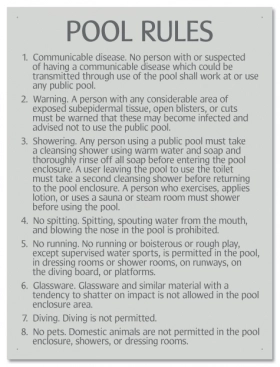 Minnesota Pool Rules Sign