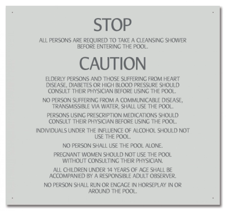 Mobile County, Alabama Pool Safety Rules Sign