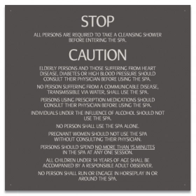 Mobile County, Alabama Spa Safety Rules Sign