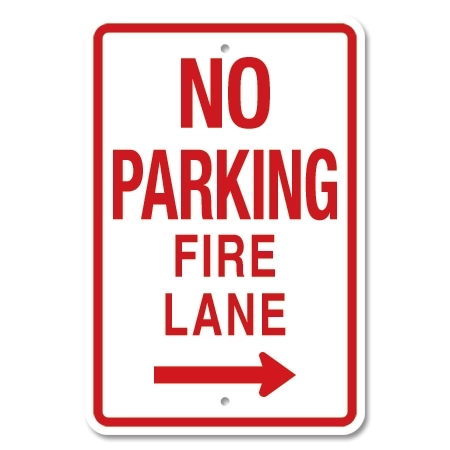 No Parking Fire Lane - Right Arrow