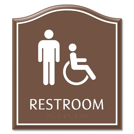 Restroom Sign w/Male & ISA Symbols