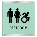 Restroom Sign w/Unisex & Dynamic ISA Symbols