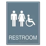 Restroom Sign w/ Unisex & ISA Symbols