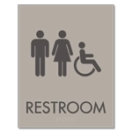 Restroom Sign w/ Unisex & ISA Symbols