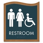 Restroom Sign w/ Unisex & ISA Symbols