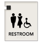 Restroom Sign w/ Unisex & ISA Symbols