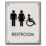 Restroom Sign w/ Unisex & ISA Symbols