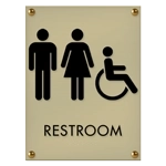 Restroom Sign w/ Unisex & ISA Symbols