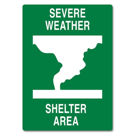 "Severe Weather, Shelter Area" Tornado Safety Sign