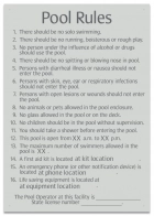 South Carolina Pool Rules Sign