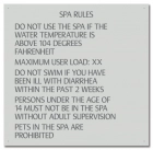 Texas Spa Rules Pool Sign