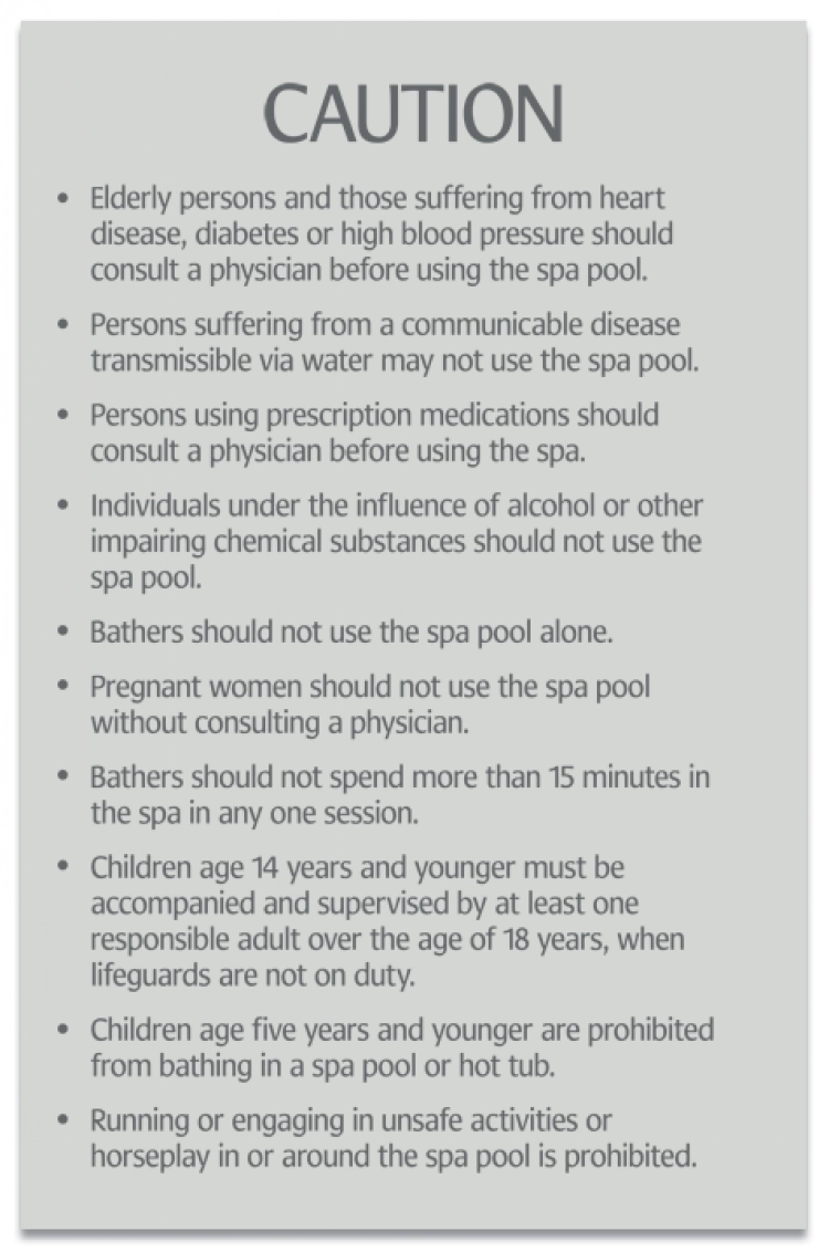 Utah Spa Rules Caution Sign