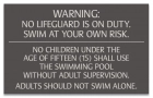 Washington DC No Lifeguard Pool Rules Sign
